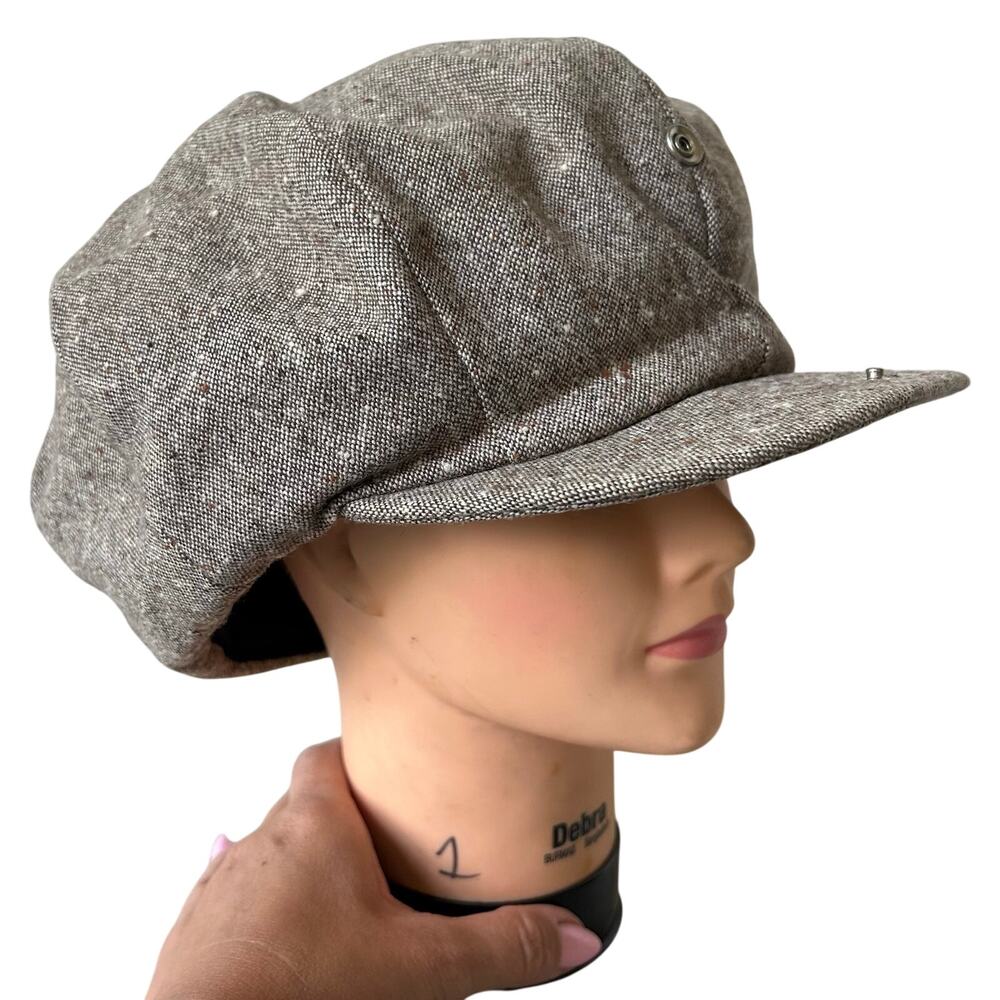 Pendleton Pure Virgin Wool Newsboy Cap Gray Tweed Baker Boy Hat Medium